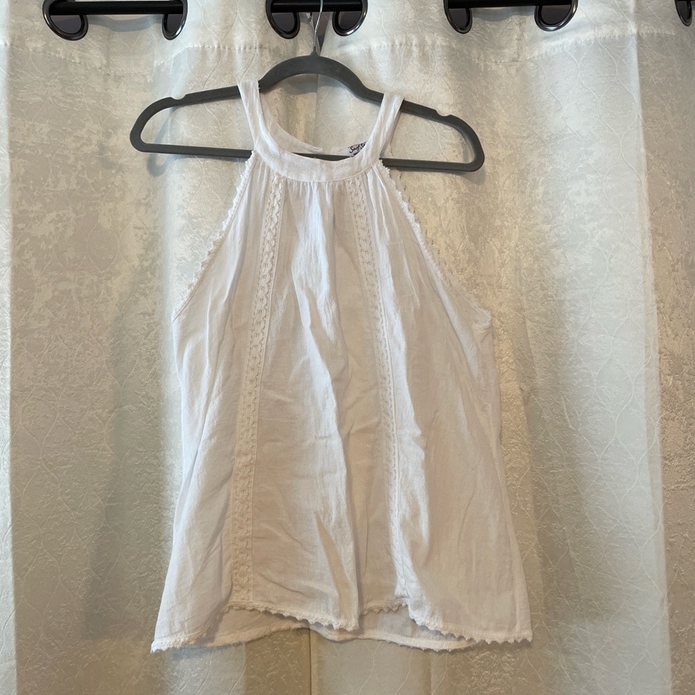 surf style White Halter Lace-Trim Camisole